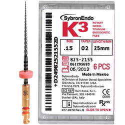 K3 Nickel Titanium Endodontic Files 21mm .06, 6/Pkg (SybronEndo)