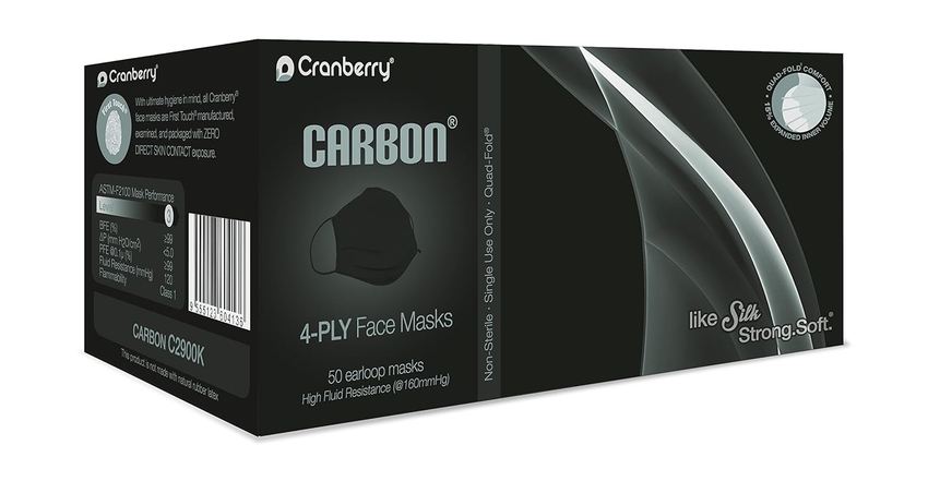 Carbon Face Mask Level 3 (Black) 50/box (Cranberry)