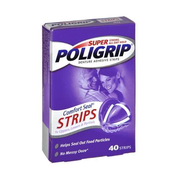 Super Poligrip Denture Adhesive Comfort Seal Strips 40 Count